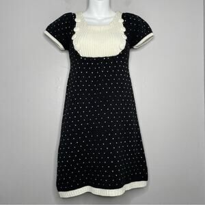 AQUA Vintage Knit Dress Womens Size Small Polka Dot Hearts Babydoll Cosplay Twee